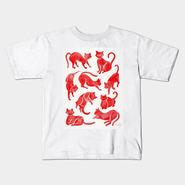 red cat positions Kids T-Shirt by CatCoq